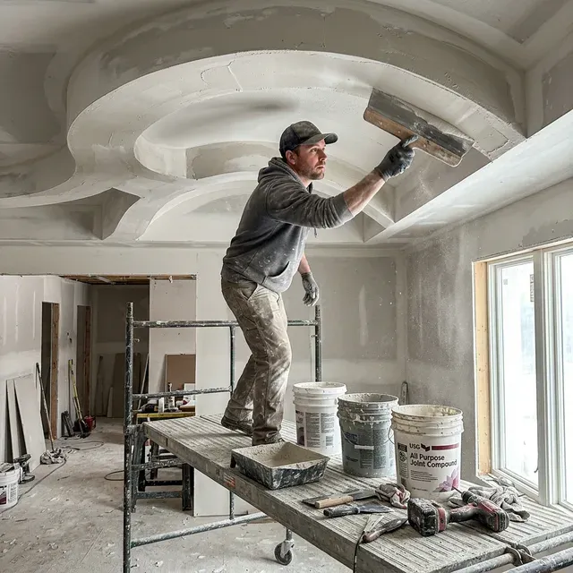 Drywall Installation process close-up